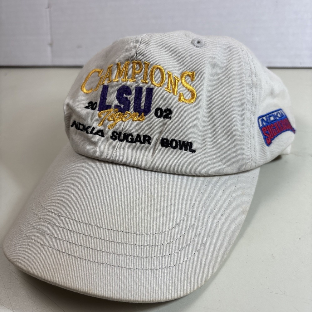 HG LSU Tigers Hat Mens OSFA Tan 2002 Nokia Sugar Bowl Champions Vintage Dad Cap